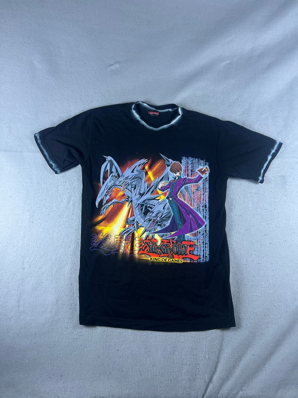 Vintage Yu-Gi-Oh Tee Youth L Black Seto Kaiba Blue Eyes Dragon Graphic T-Shirt